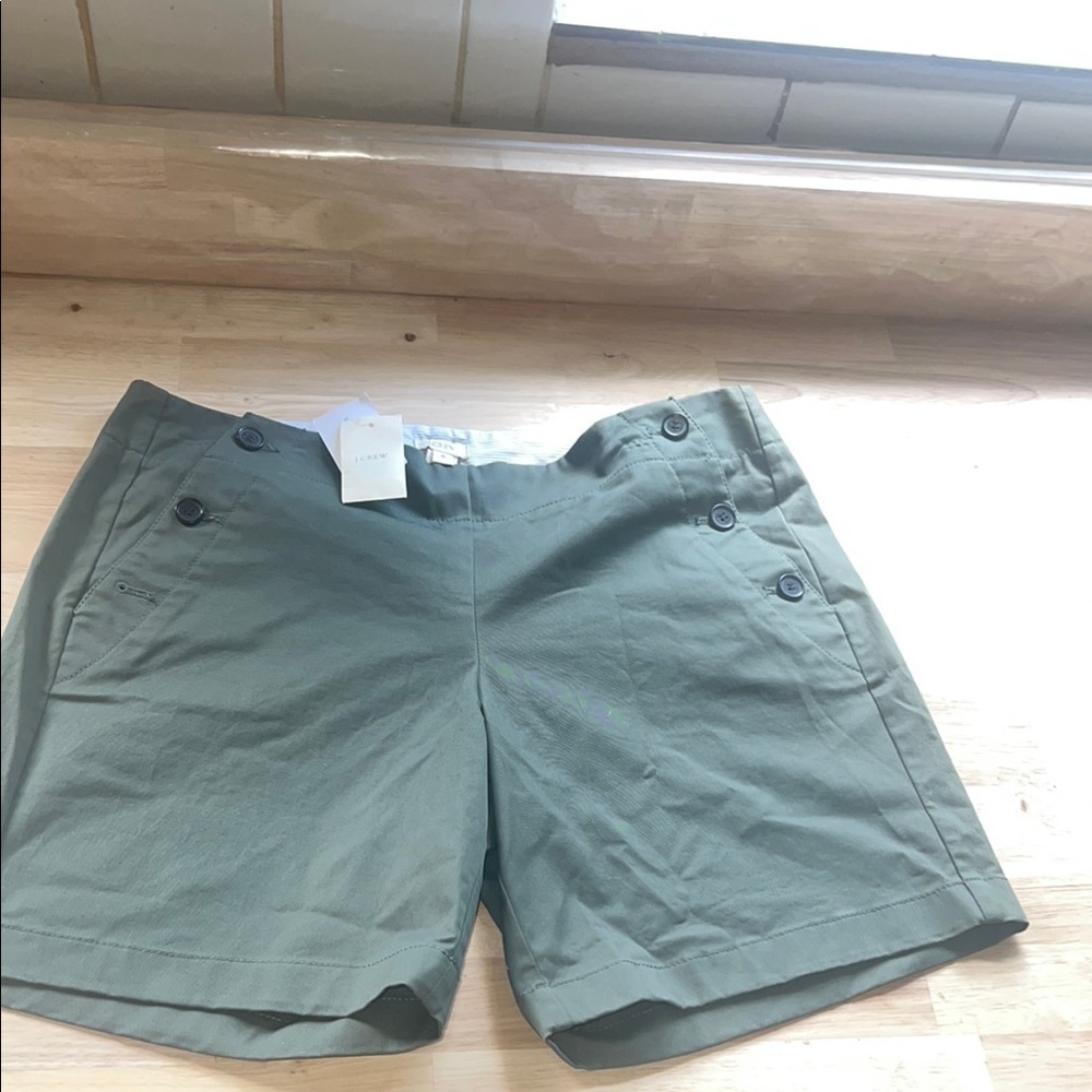 J. Crew Green Cargo Shorts Lightweight Cotton